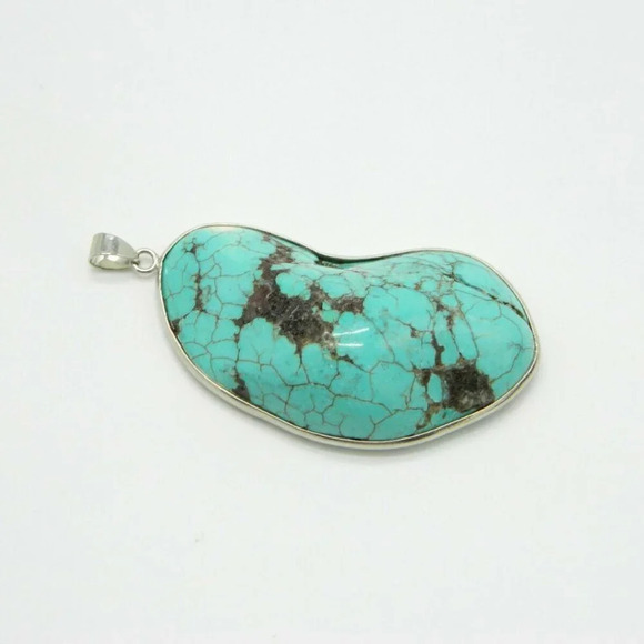Blue Turquoise Large Silver Plated Large Necklace - Picture 2 of 5